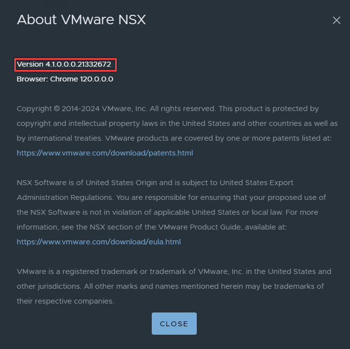 vmware nsx version